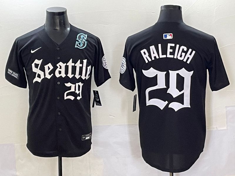 Men 2025 Seattle Mariners #29 Raleigh Black Five generations Joint Name Nike MLB Jersey style 62340